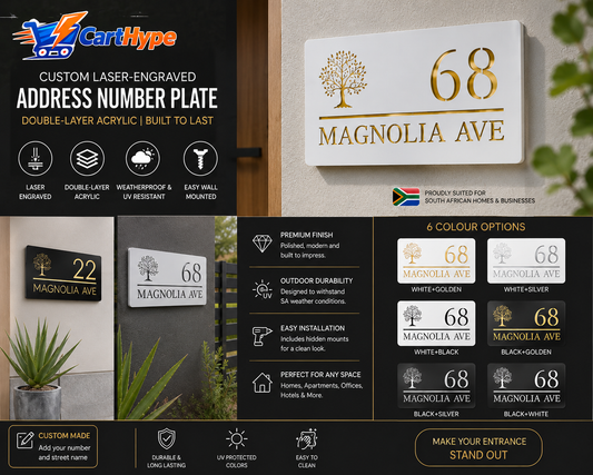 CartHype™ - Laser Engraved Address Number Plate